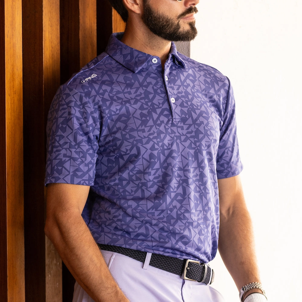 Comfort and Ease Ping Geo-Camo Polo Shirt - Twilight