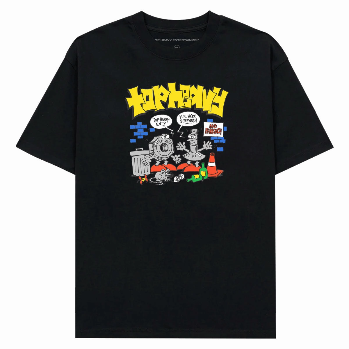 Spring Freshness Top Heavy Screwed T-Shirt - Black