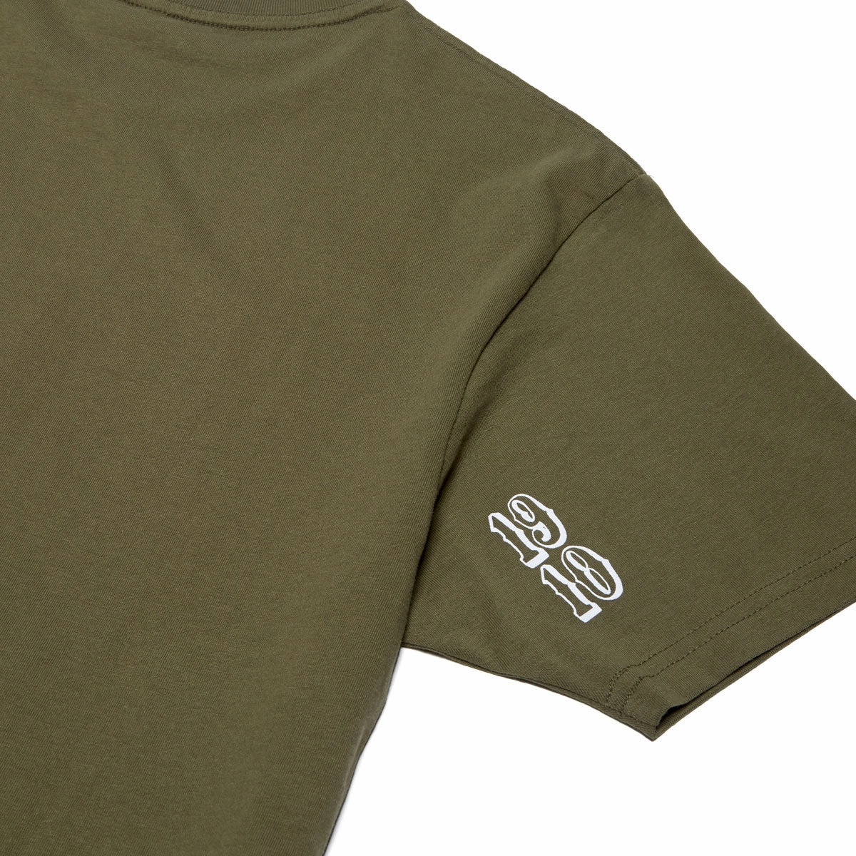 Chic and Soft V neck 1910 OG Font Long Sleeve T-Shirt - Military Green