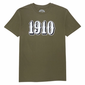 1910 OG Font Long Sleeve T-Shirt - Military Green Simple Wear