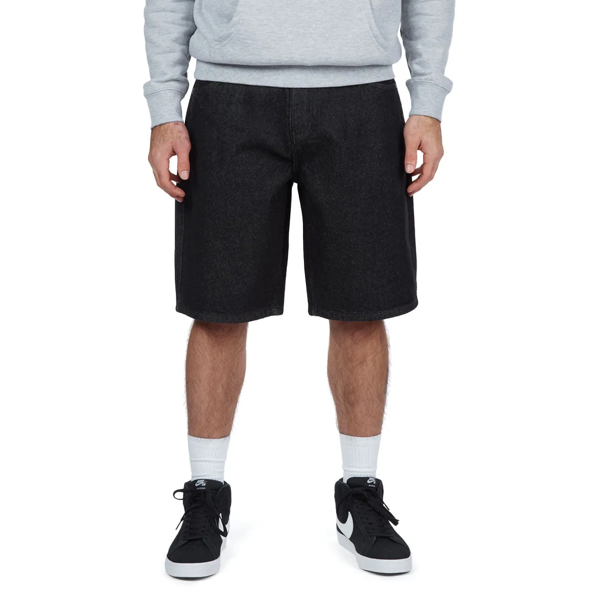 Multi Pocket Functionality Wide Leg Opening CCS 97 Star Denim Shorts - Black