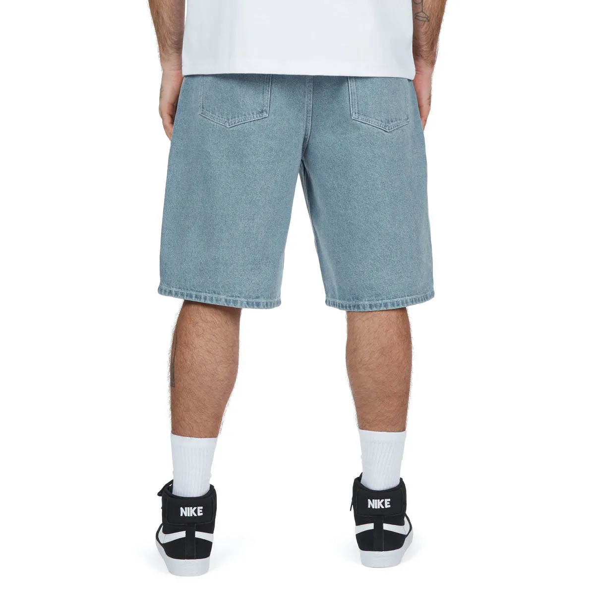 Relaxed Design Double Layered Hem CCS 97 Star Denim Shorts - Rinsed Blue