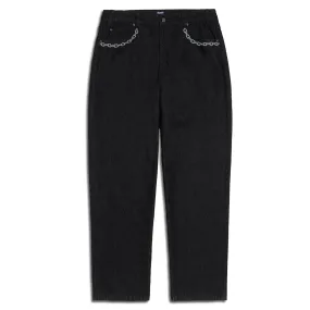 Street Comfort High Durability Stitching CCS Baggy Taper Denim Jeans - Chain Black