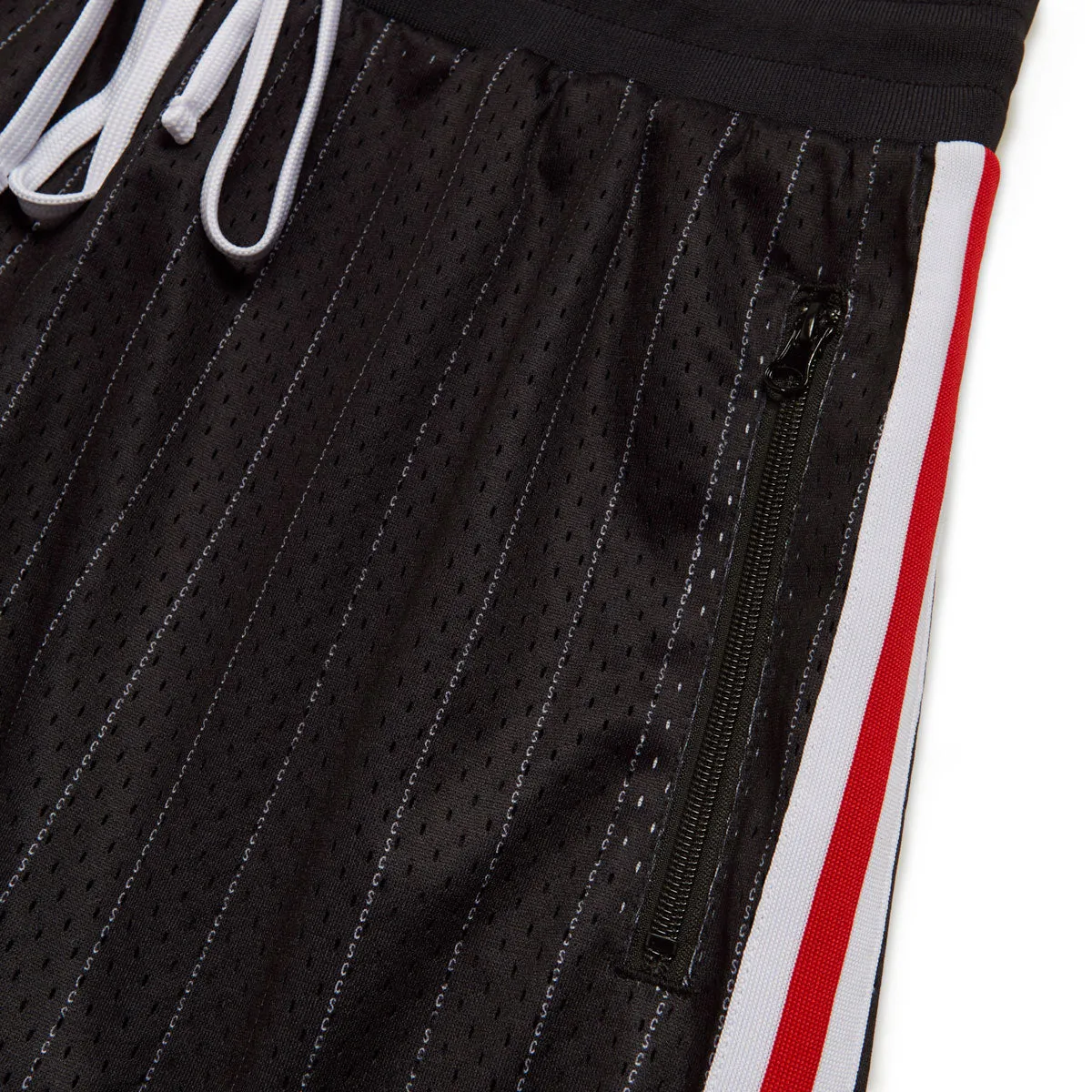 CCS Crossover Basketball Shorts - Black/Red Recycled Elastic Trim Non Slip Inner Grip