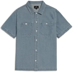 Flatlock stitching Minimalist Design CCS Heavy Denim Work Shirt - Light Blue