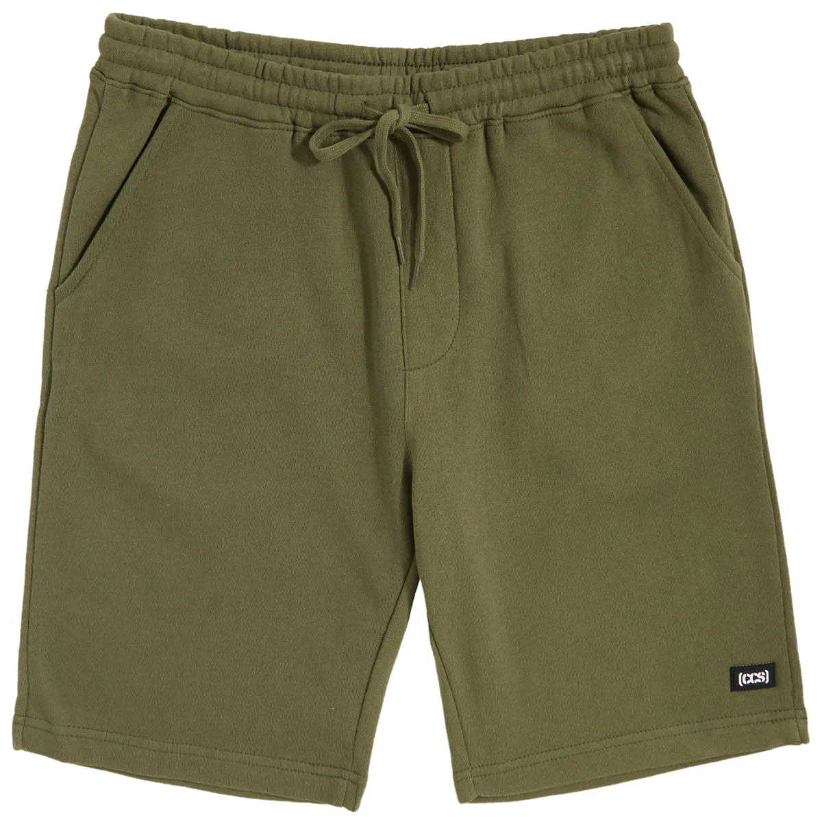 Mid Rise CCS Logo Rubber Patch Sweat Shorts - Army Green