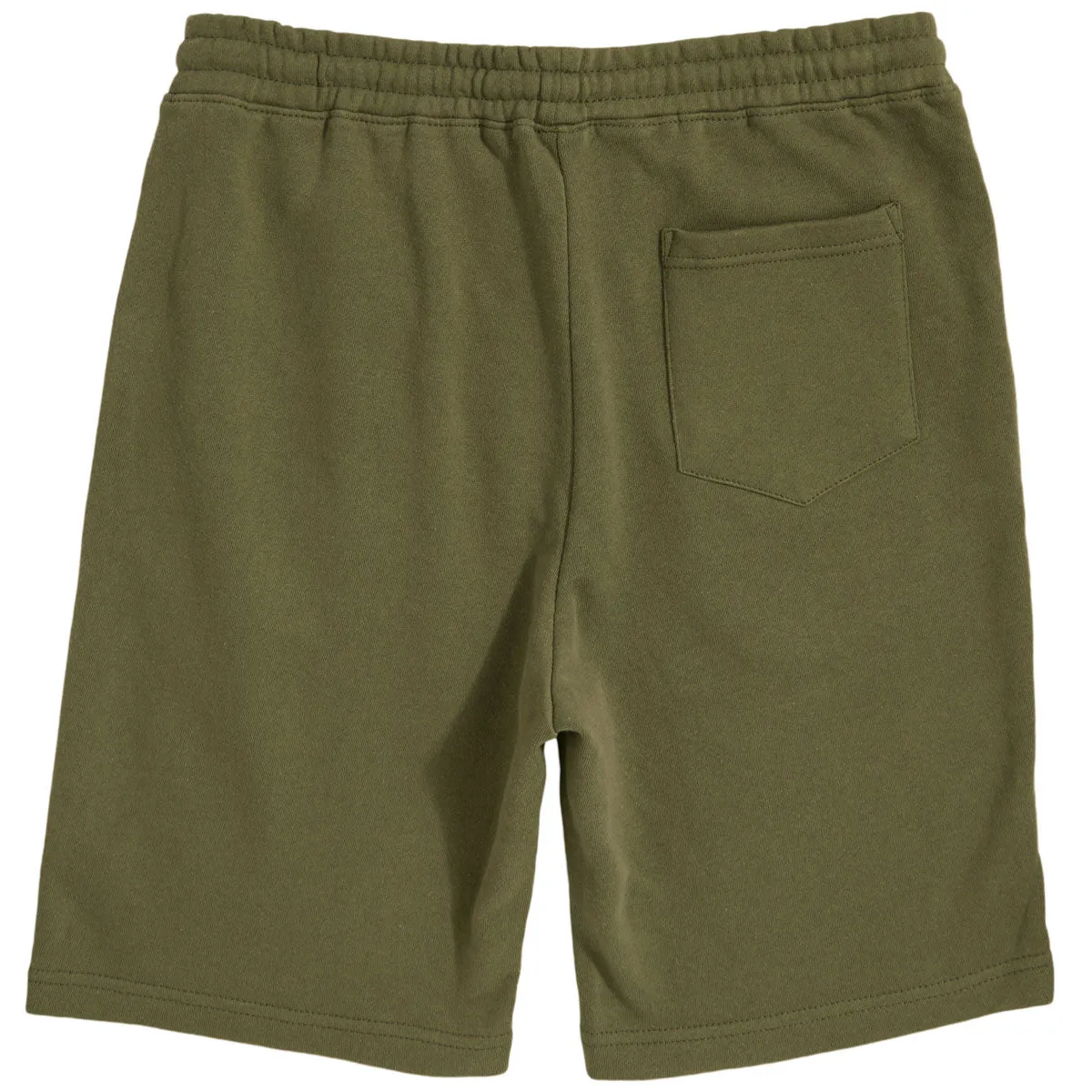Faux Leather CCS Logo Rubber Patch Sweat Shorts - Army Green