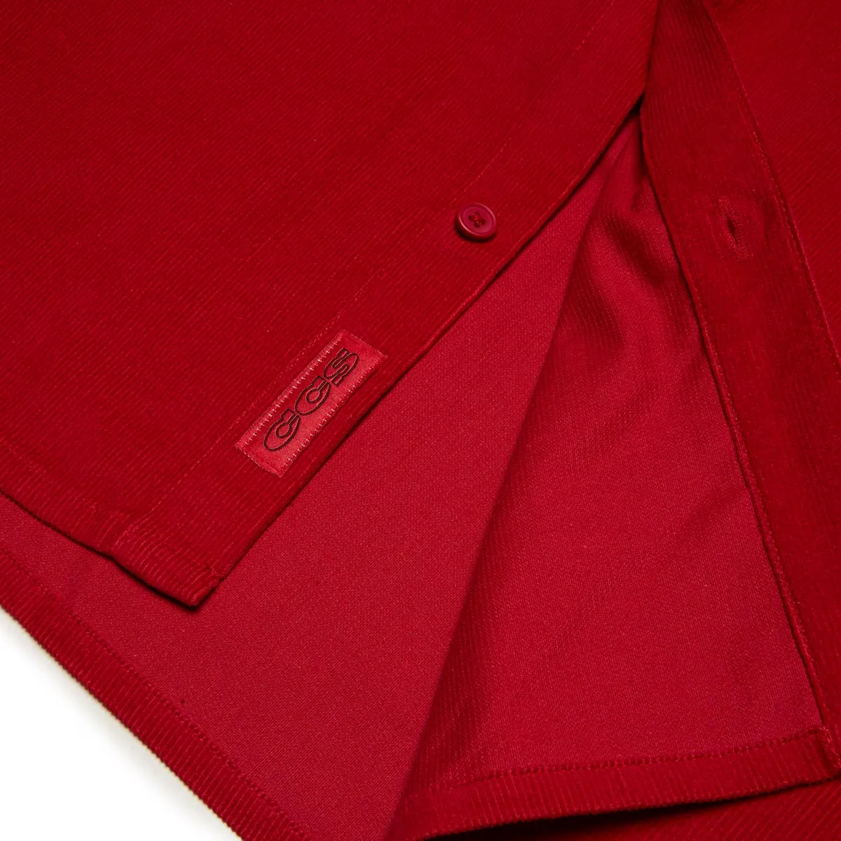 Button front CCS Long Sleeve Corduroy Shirt - Crimson