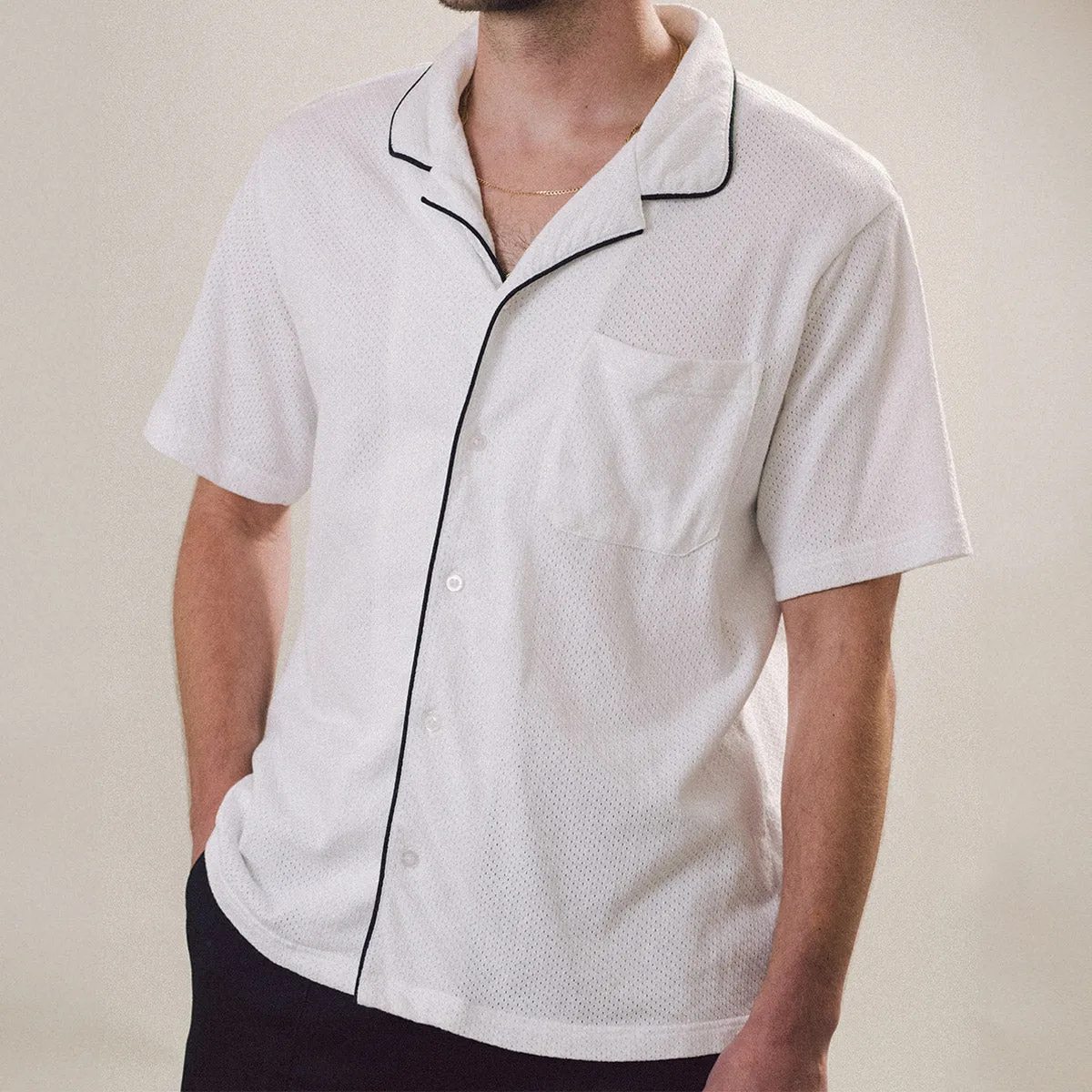 Relaxed Style hypoallergenic material CCS Lounge Mesh Shirt - White