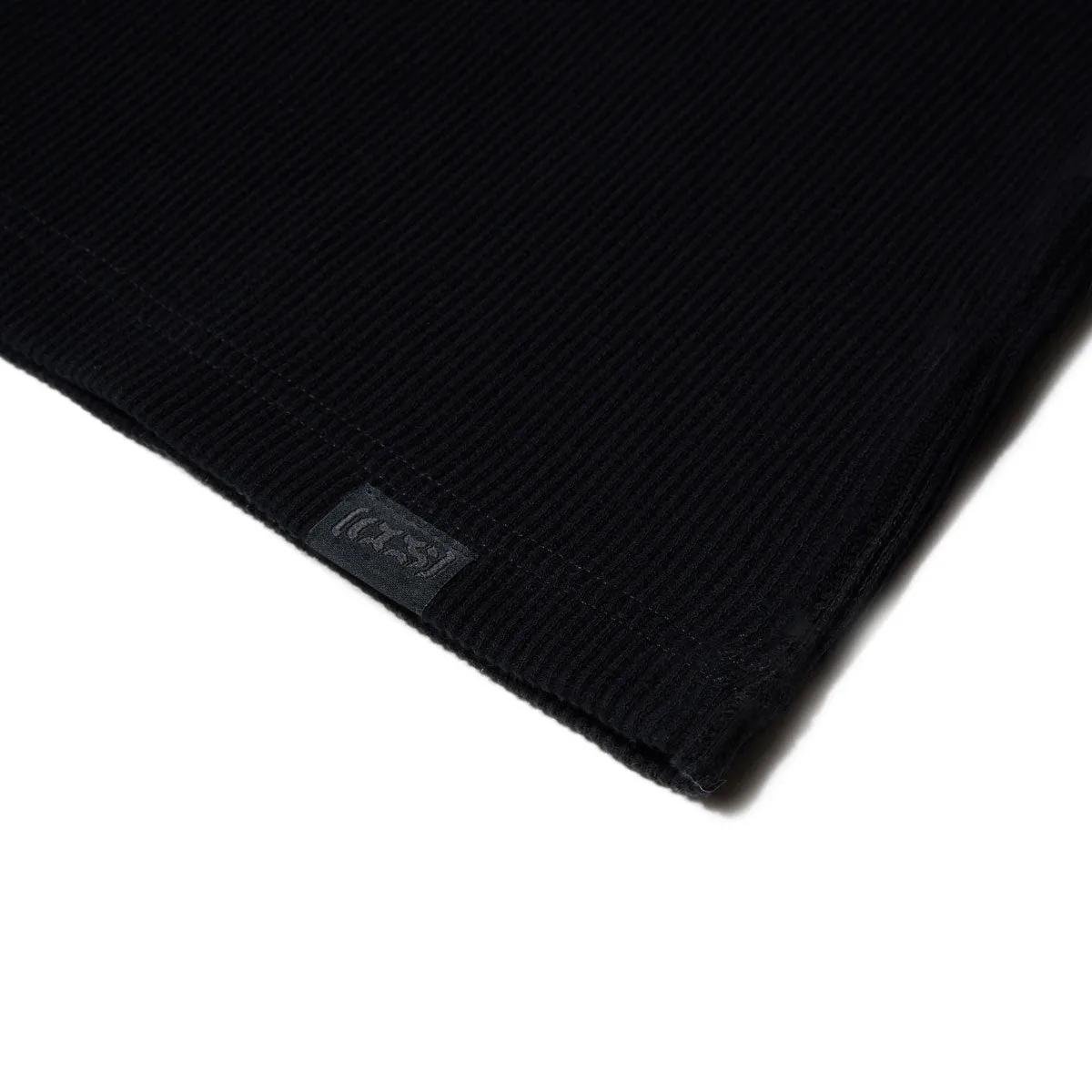 Checkered Print Smooth Cotton Blend CCS OG Waffle Knit Thermal Shirt - Black