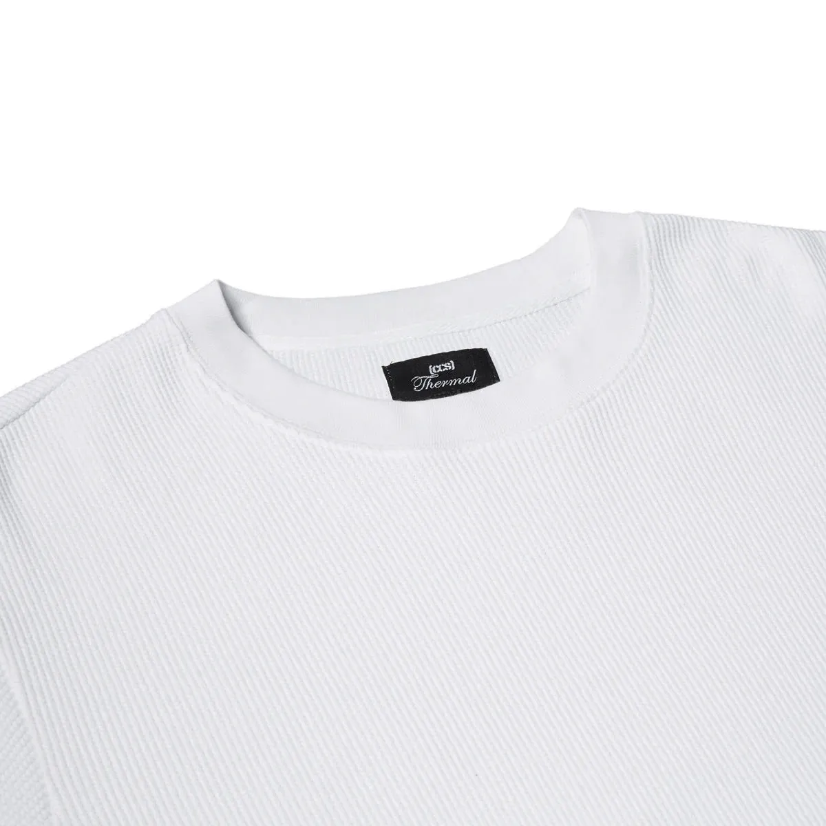 Reinforced Hems Runway Inspired CCS OG Waffle Knit Thermal Shirt - White