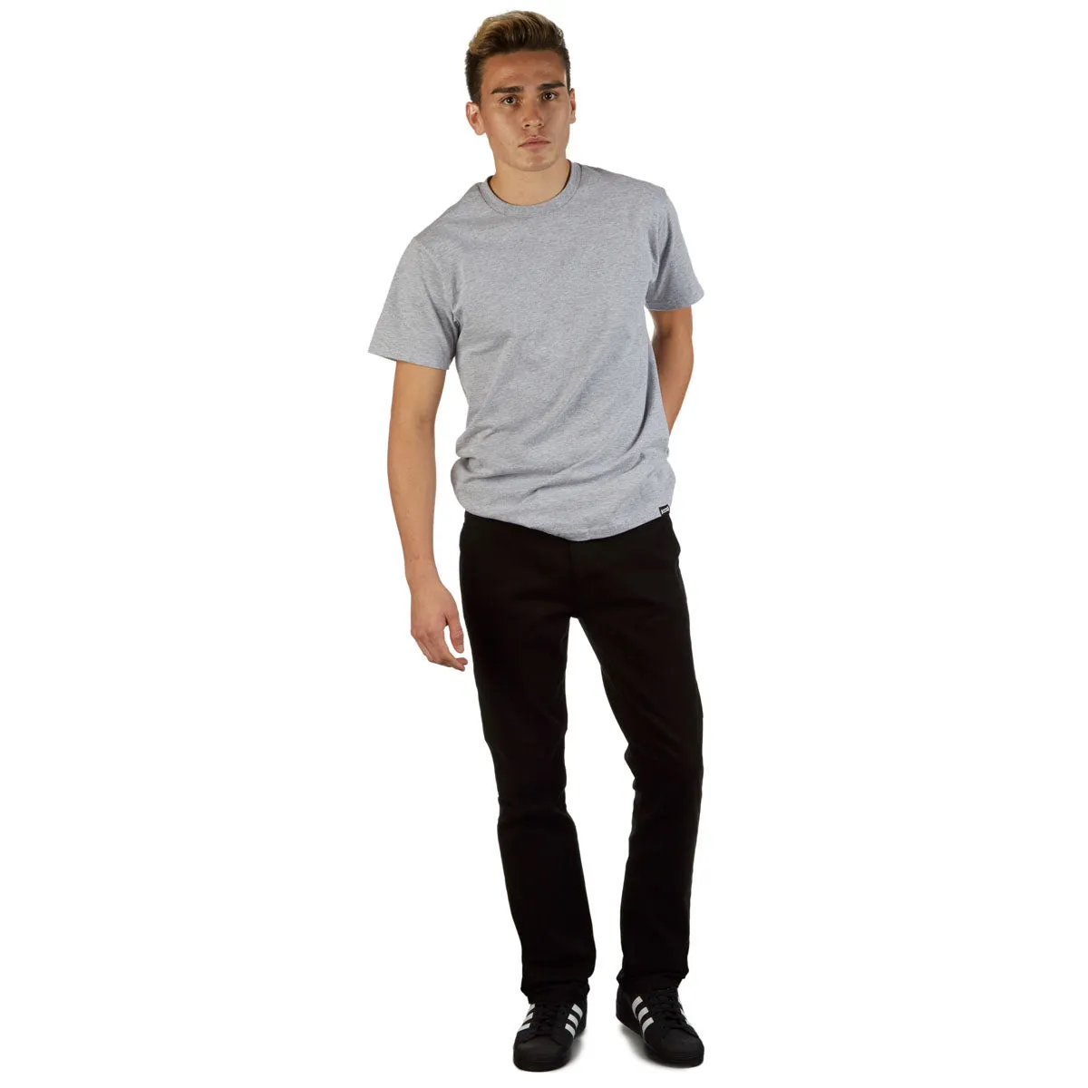 Minimal Style Effortless Wear CCS Straight Stretch Chino Pants - Black