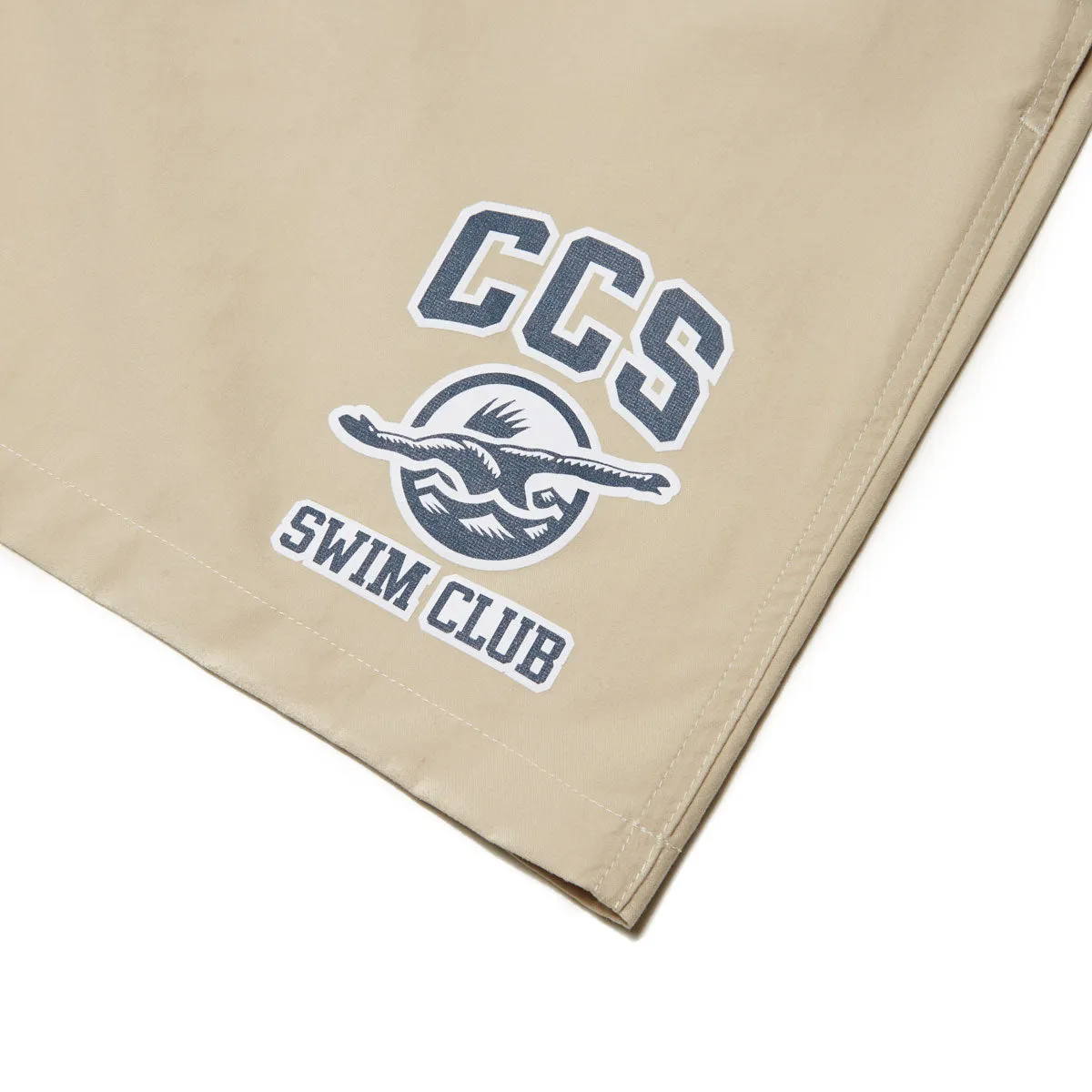 CCS Swim Club Hybrid Shorts - Khaki Yarn Dyed Pattern Breathable Mesh Panels