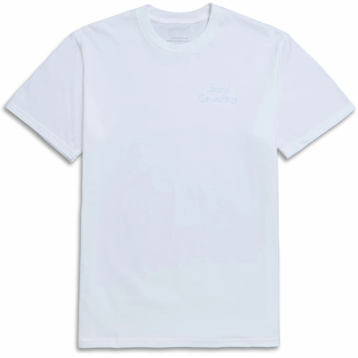 CCS Social Camouflage Embroidered T-Shirt - White Comfy Top Boat Neck