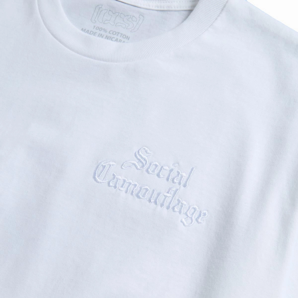 Perfect Fit Wear CCS Social Camouflage Embroidered T-Shirt - White