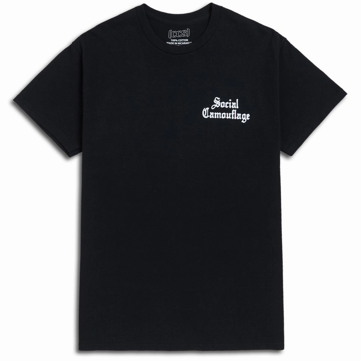 Classic Crew Neck Silk combination CCS Social Camouflage Party T-Shirt - Black