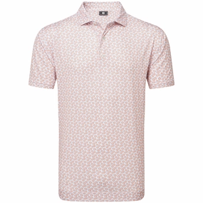 Multi Panel Design FootJoy Floral Sketch Print Lisle Polo Shirt - Orange/White