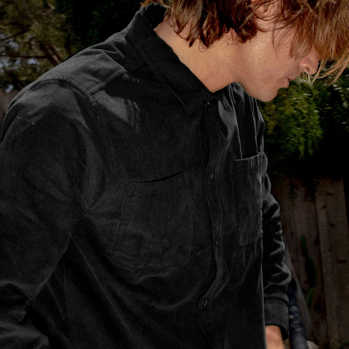CCS Long Sleeve Corduroy Shirt - Black Conference Appropriate V-neck style