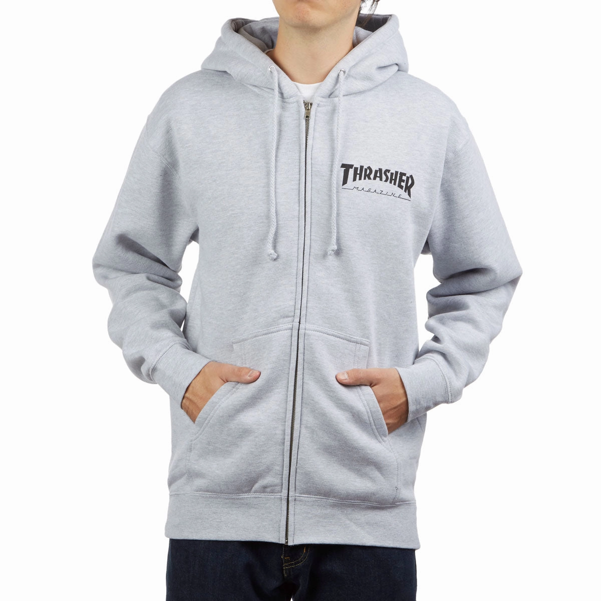 Thrasher Logo Zip Up Hoodie - Grey country style