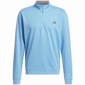 adidas Elevated 1/4 Zip Pullover - Semi Blue Burst lanyard accents Chill Apparel