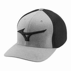 Mizuno Fitted Meshback Cap - Black/Grey Front Panel Design
