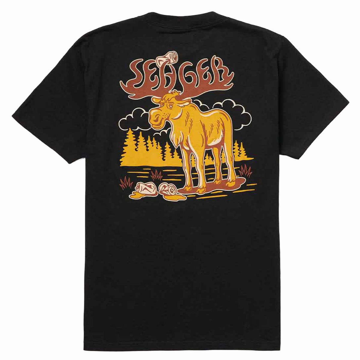 Seager Tipsy Moose T-Shirt - Black V neck style Autumn coziness