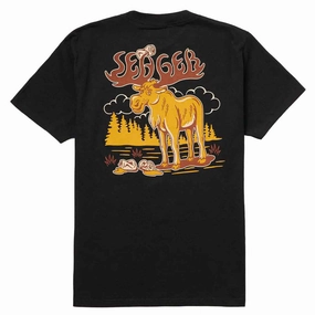 Seager Tipsy Moose T-Shirt - Black V neck style Autumn coziness