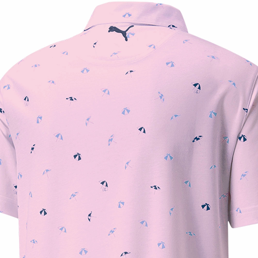 QuickDry Material Puma AP Cloudspun Dancing Umbrellas Polo Shirt - Pale Pink/Lavendar Pop