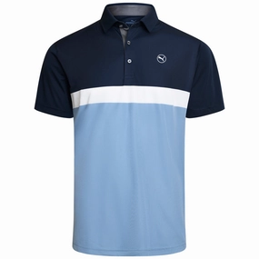 Puma Pure Colorblock Polo Shirt - Deep Navy/Zen Blue Outdoor Gear