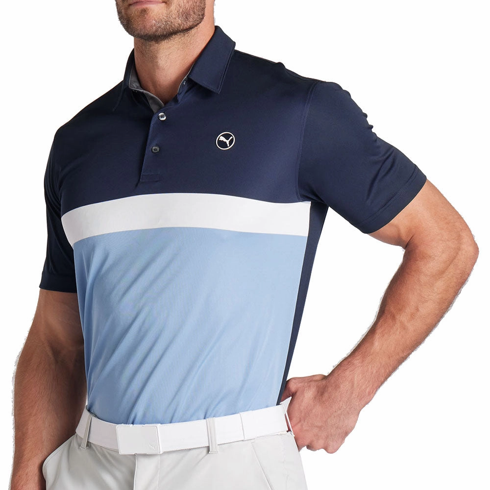 Puma Pure Colorblock Polo Shirt - Deep Navy/Zen Blue Breathable mesh