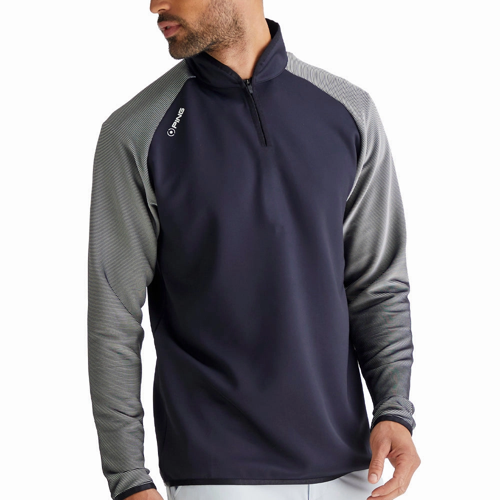 Ping Strio 1/2 Zip Mid Layer  - Black/White twill