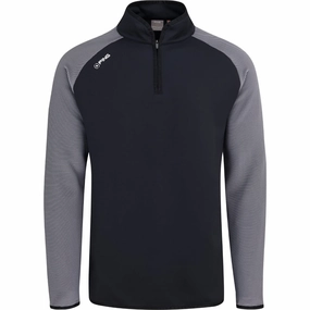 Anti-pilling Ping Strio 1/2 Zip Mid Layer  - Black/White
