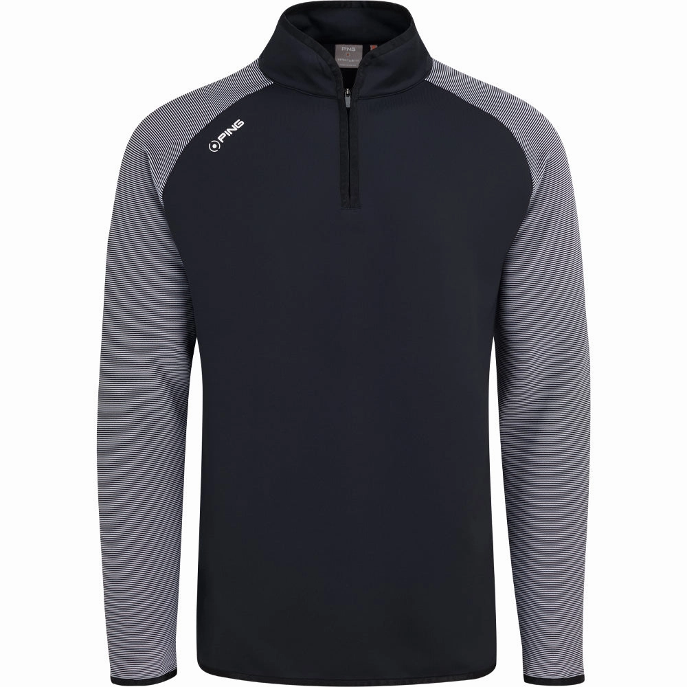 Anti-pilling Ping Strio 1/2 Zip Mid Layer  - Black/White