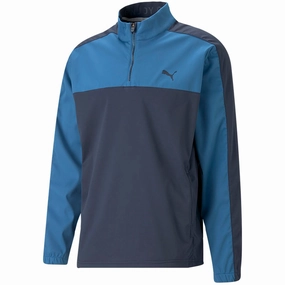 Puma Momentum Woven 1/4 Zip Pullover - Lake Blue/Navy Blazer sunny day wear Relaxed Fashion