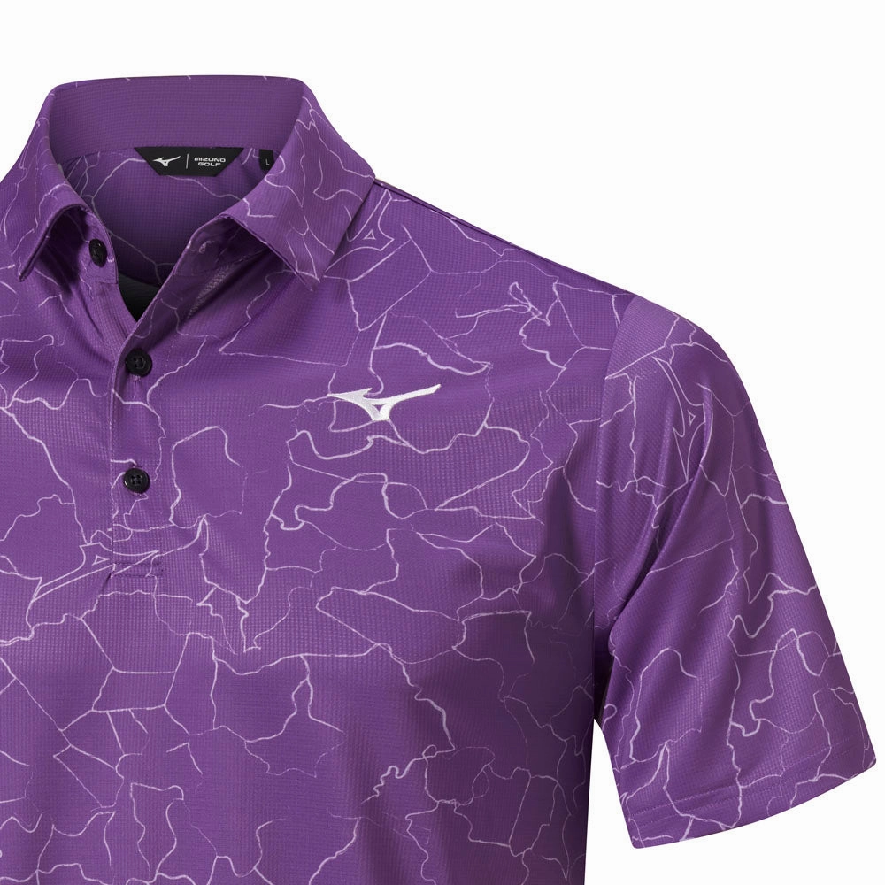 Comfortable Stretch Abstract print Mizuno Fragma Polo Shirt - Royal Lilac