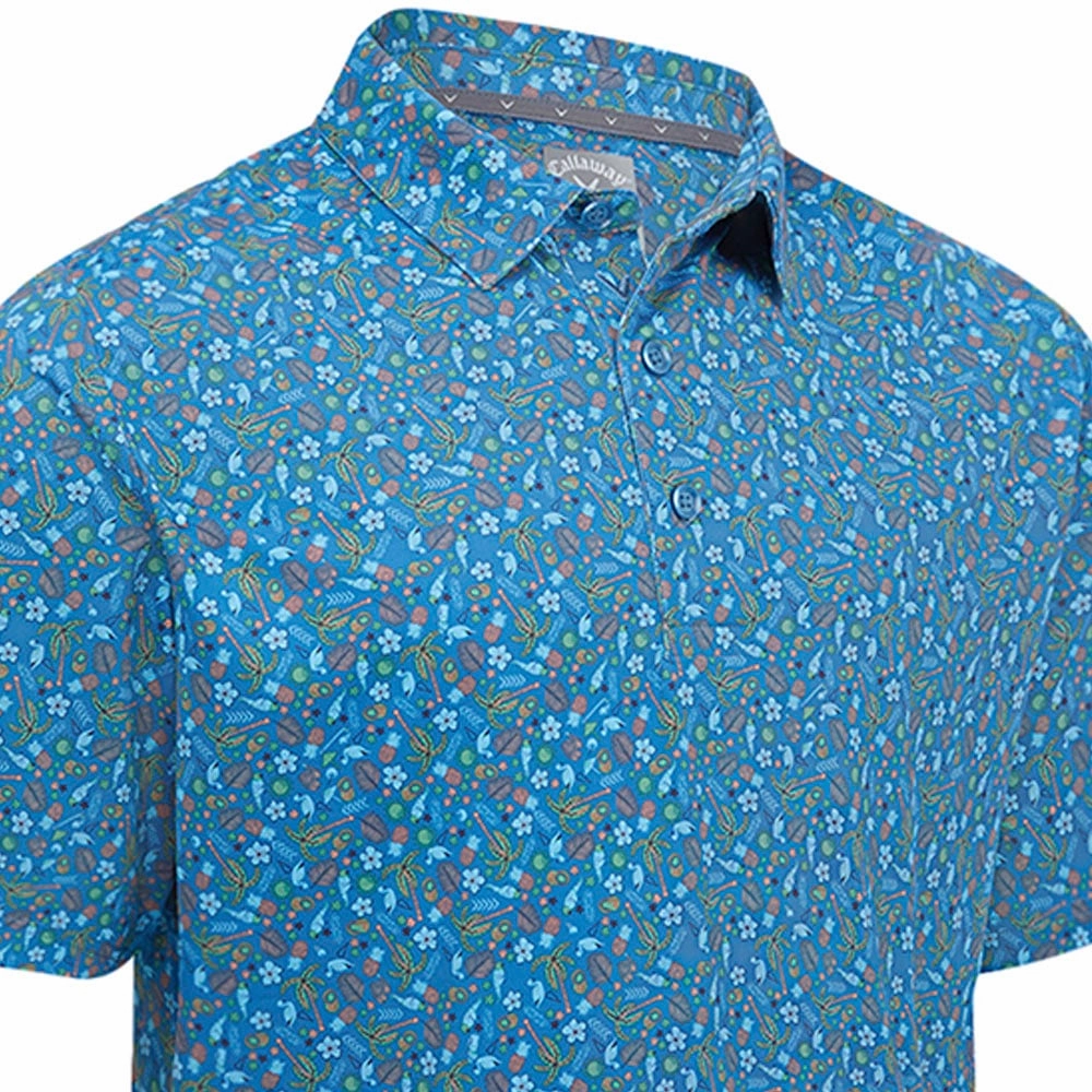 Versatile and Comfortable Callaway All Over Micro Novelty Polo Shirt - Vallarta Blue