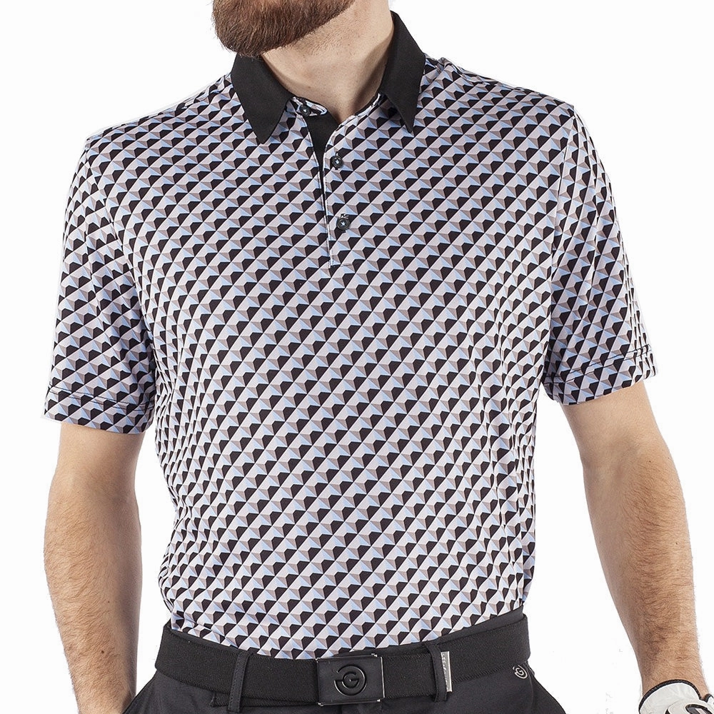 Galvin Green Mercer Ventil8  Polo Shirt - Black/Blue Bell/Sharkskin Functional Wearable