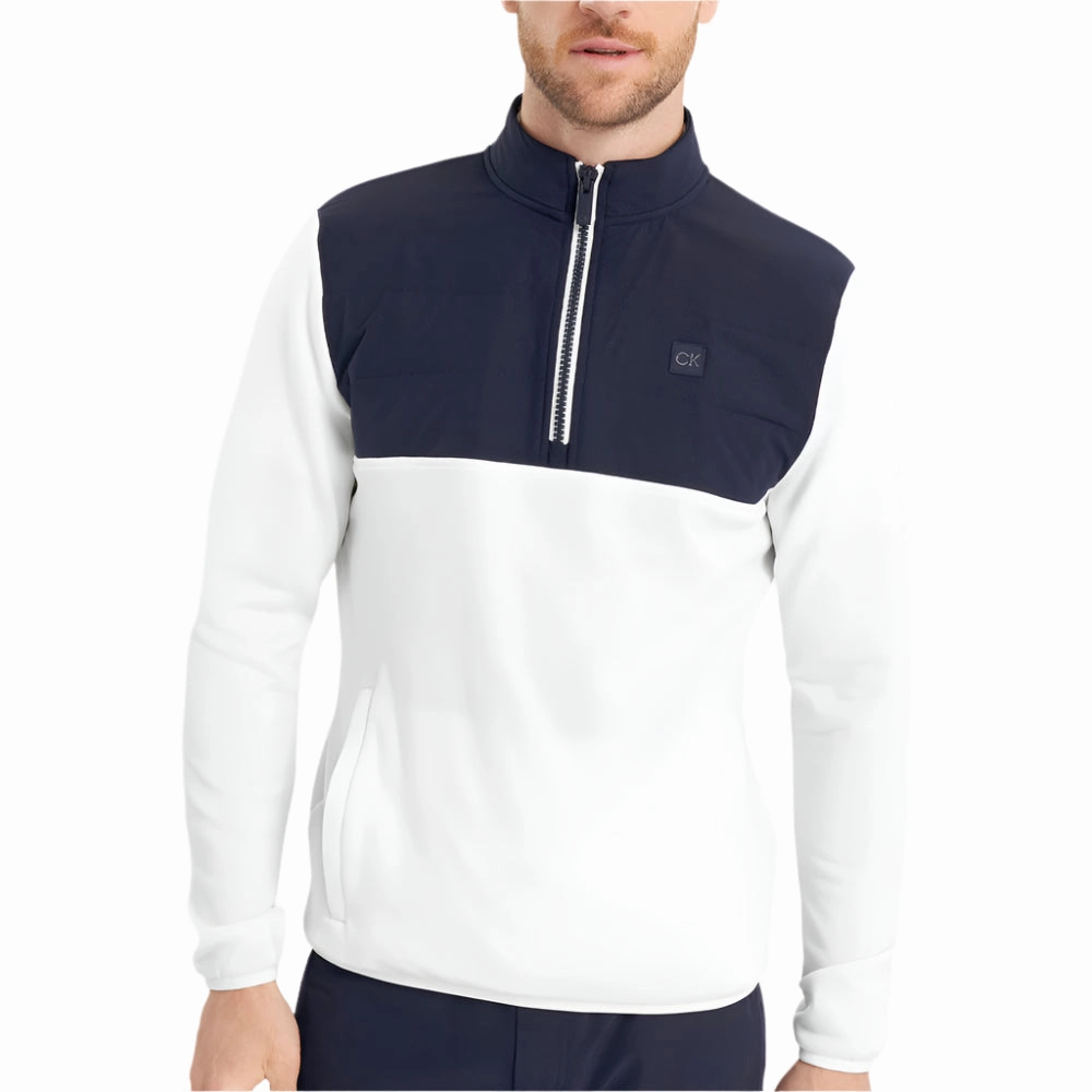 Calvin Klein Atlantic Hybrid 1/2 Zip Pullover - White Stylish Layer Relaxing Wear