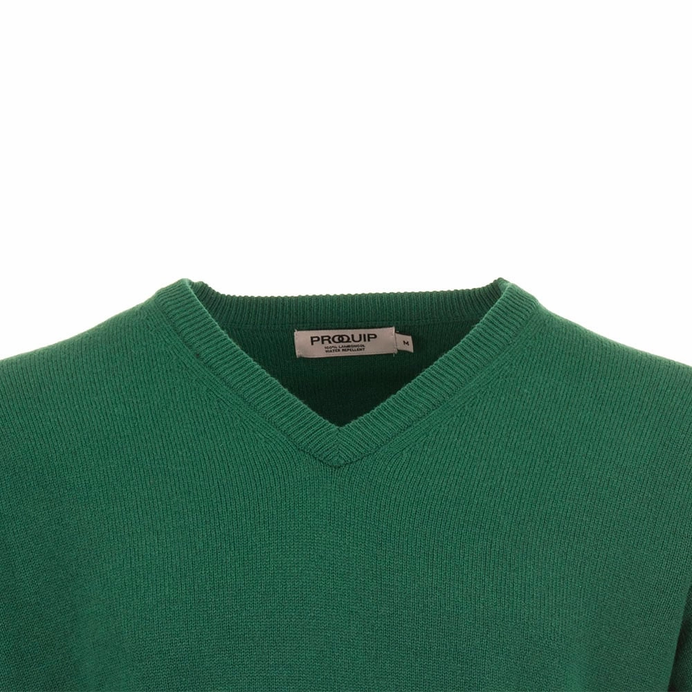 ProQuip Lambswool Water Repellent V Neck Golf Sweater - Grove Green Simple Layer Outdoor Activity