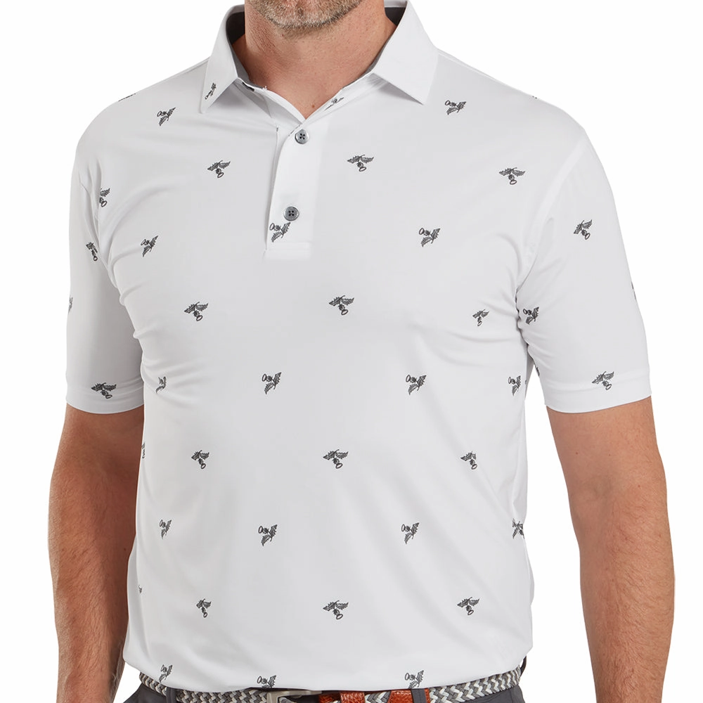 brandable FootJoy Thistle Print Lisle Polo Shirt - White