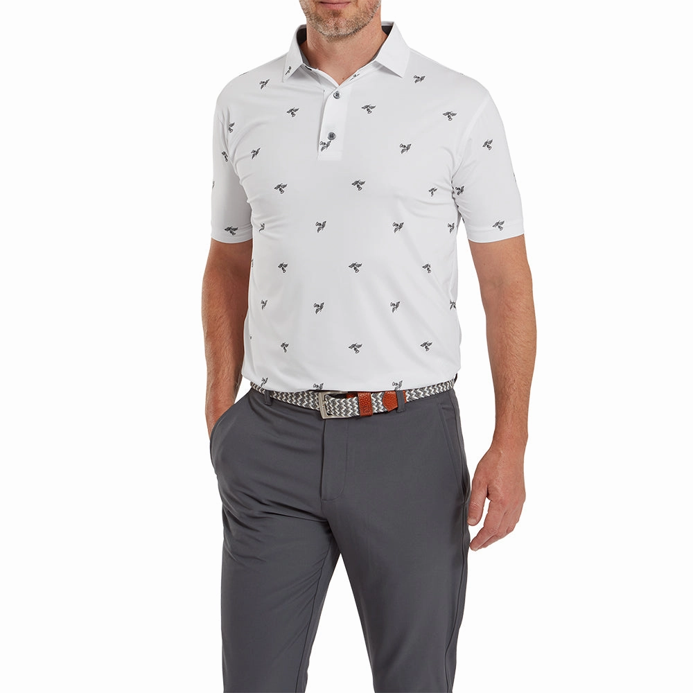 Cozy And Stylish Universal Silhouette FootJoy Thistle Print Lisle Polo Shirt - White