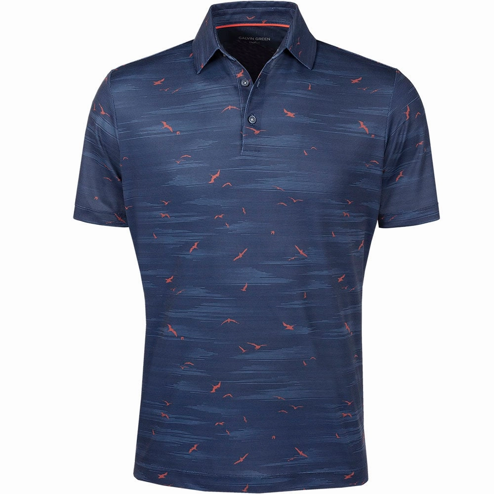 Easy Care Fabric Galvin Green Marin Ventil8  Polo Shirt - Navy/Orange