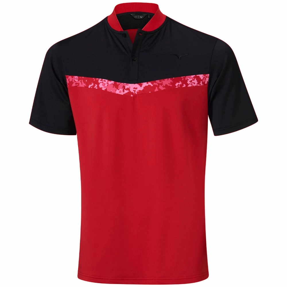 Mizuno Floral GC Polo Shirt - Red Stretchable Knit