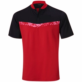 Mizuno Floral GC Polo Shirt - Red Stretchable Knit