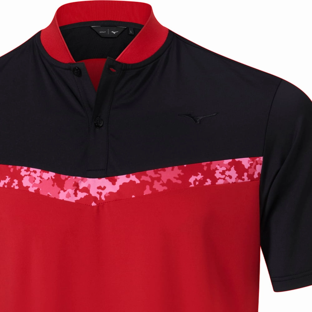 Mizuno Floral GC Polo Shirt - Red Easy Care Fabric Comfortable Stretch