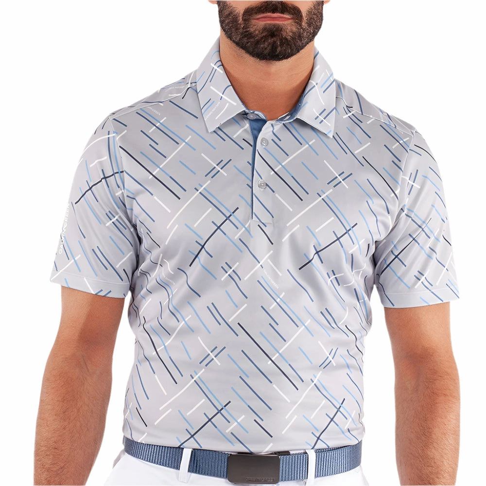 Galvin Green Mathias Polo Shirt - Cool Grey/Navy Soft Texture
