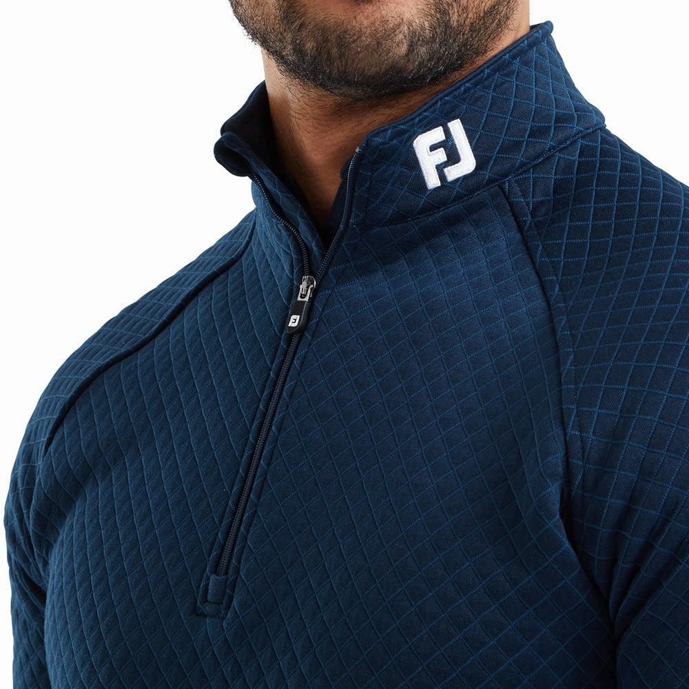 FootJoy Jacquard Thermal 1/4 Zip Chillout - Navy Soft and Warm
