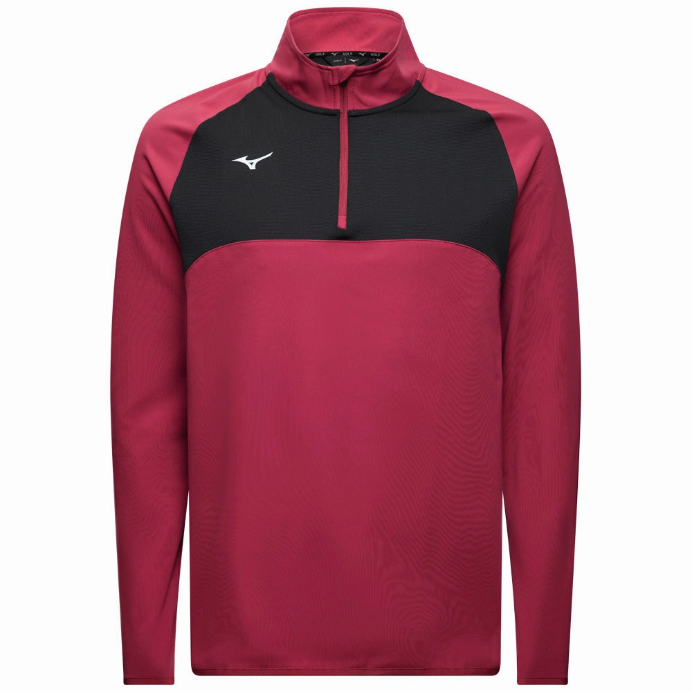 product brand name recognition Cozy Look Mizuno Contrast 1/4 Zip Pullover - Burgundy