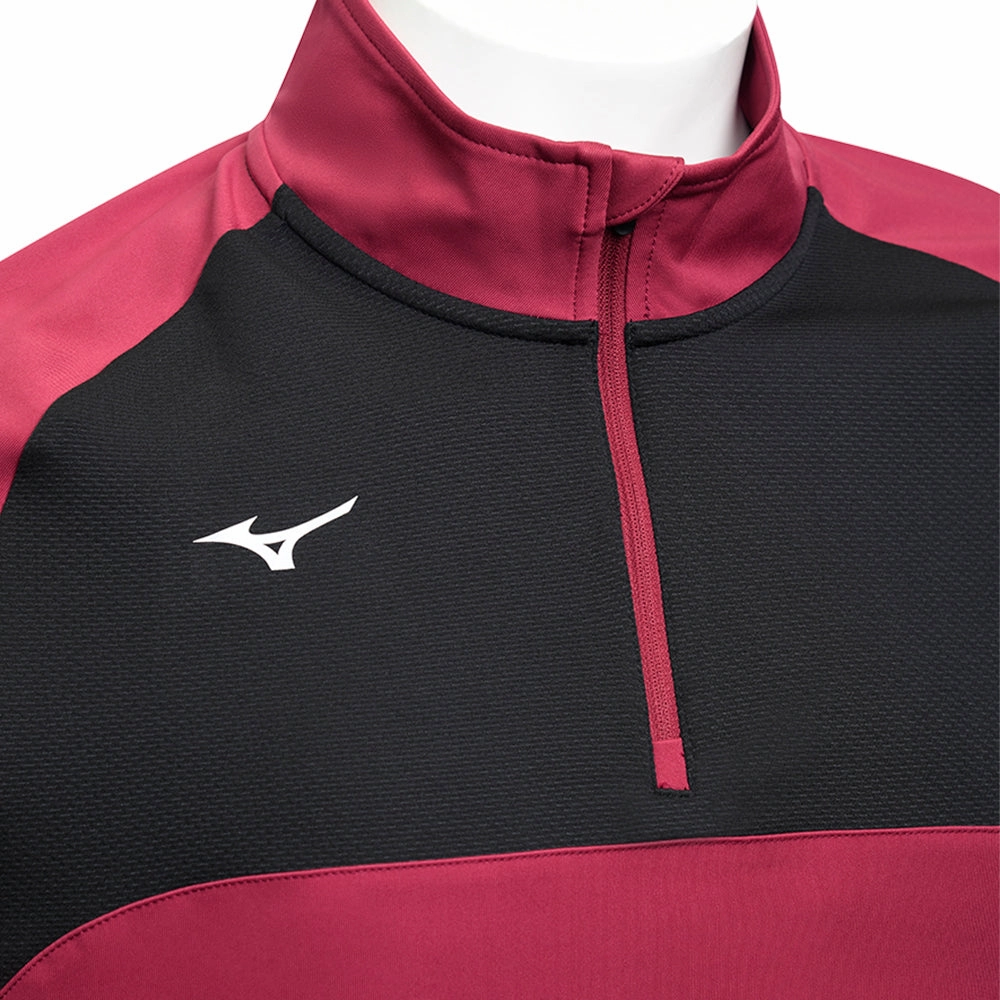 Comfy Layer product urban fashion sense Mizuno Contrast 1/4 Zip Pullover - Burgundy