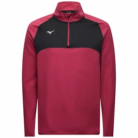 Mizuno Contrast 1/4 Zip Pullover - Burgundy Comfortable Outfit